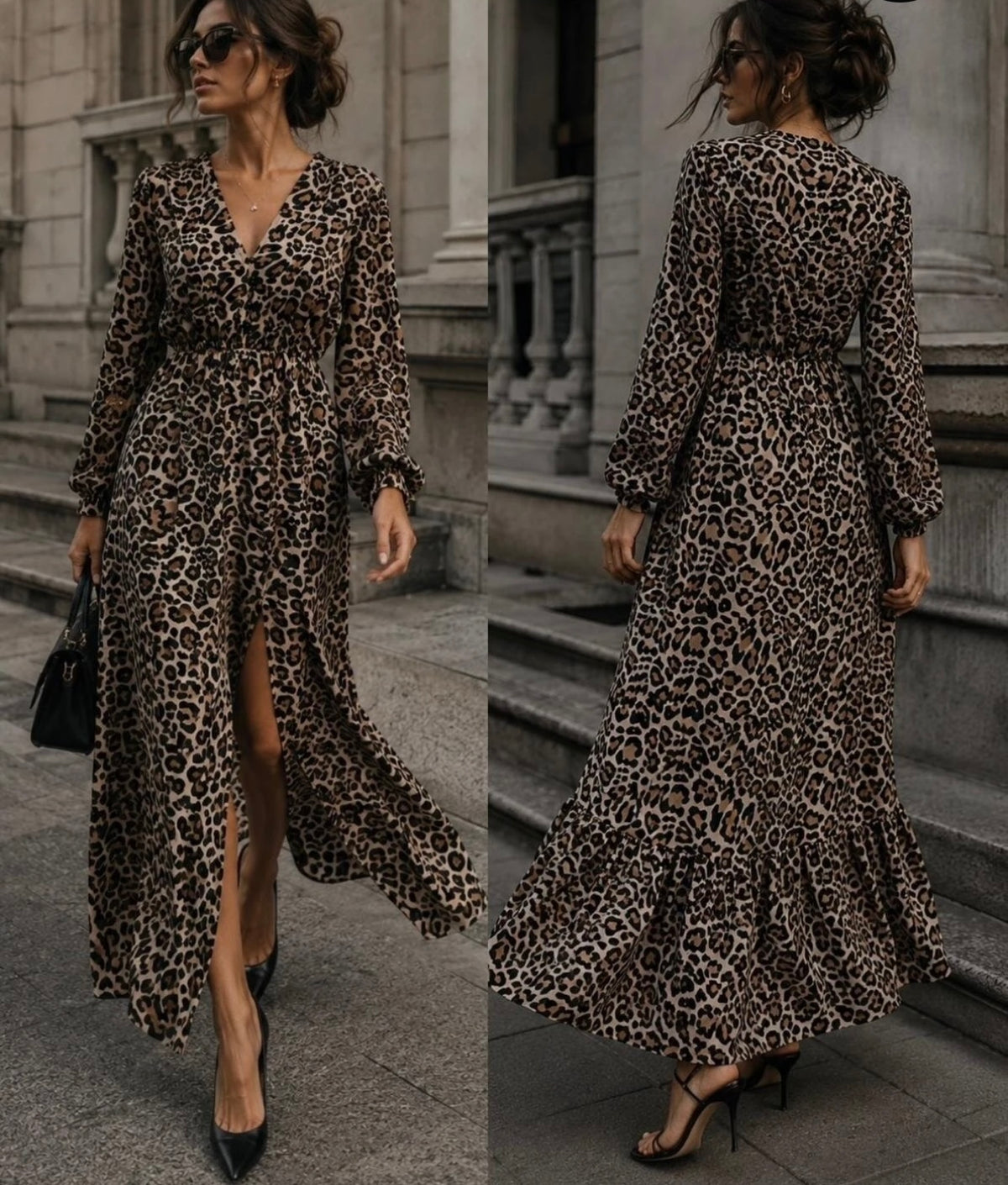 Robe longue léopard
