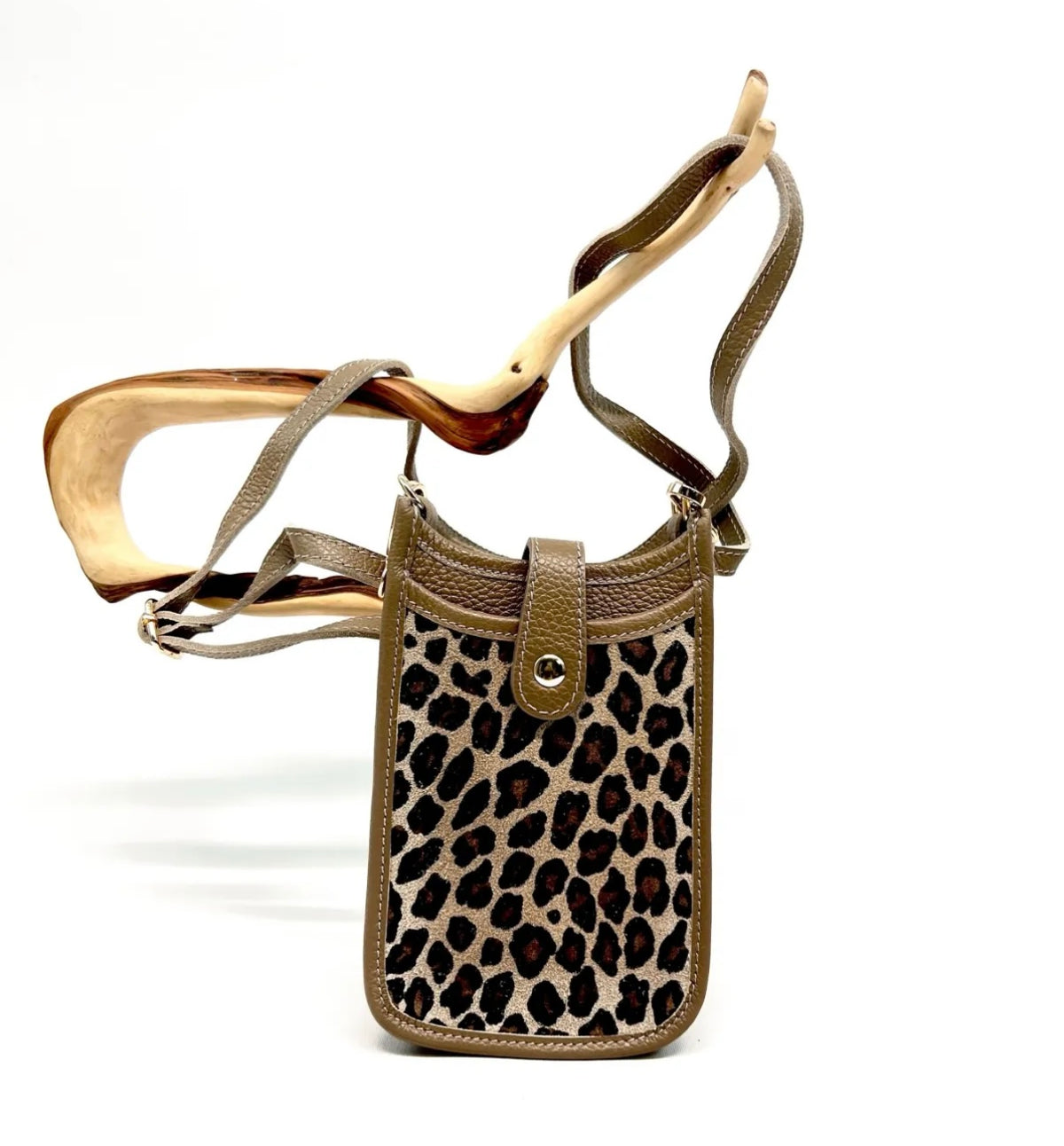 Pochette léopard, cuir