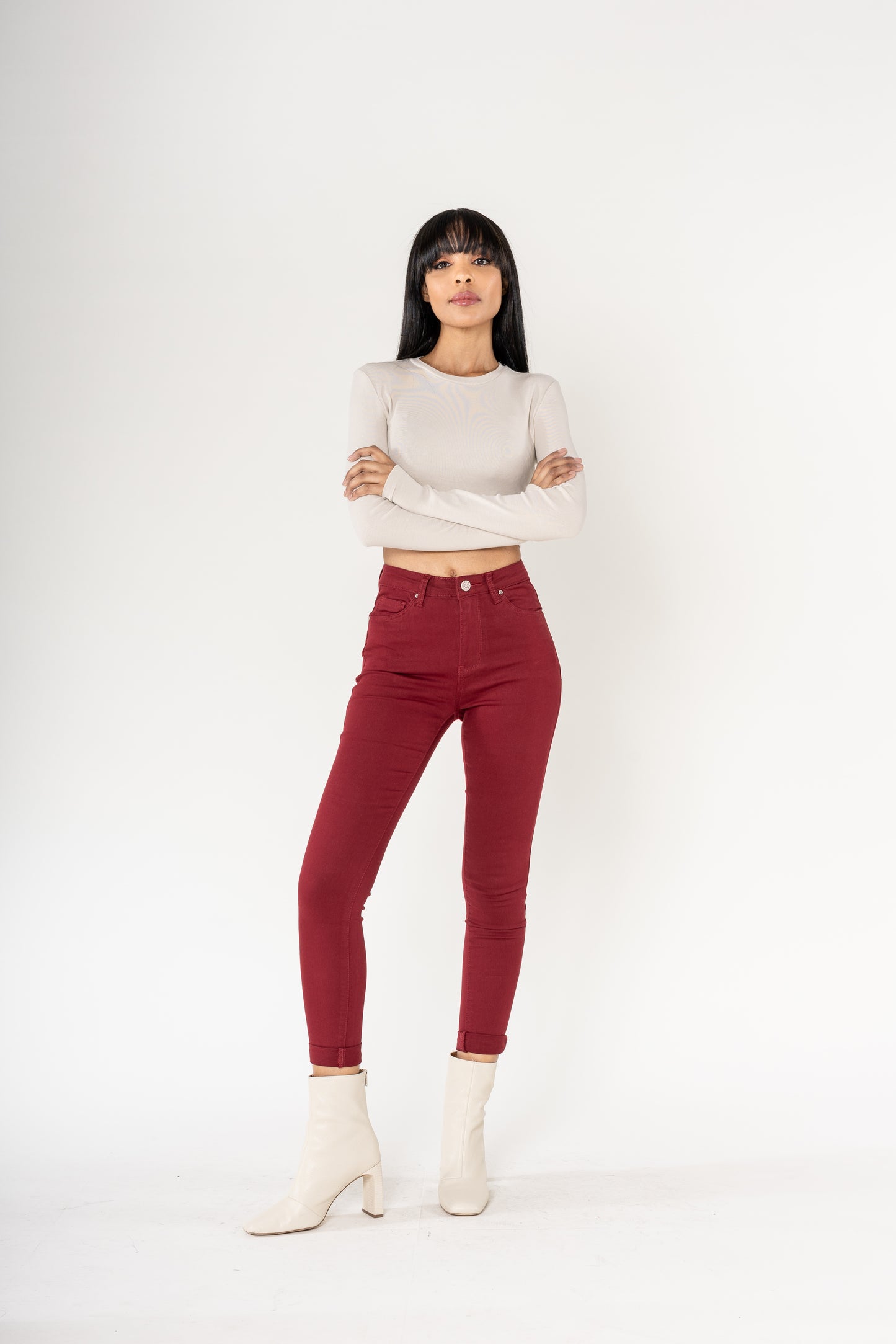 Pantalon slim bordeaux