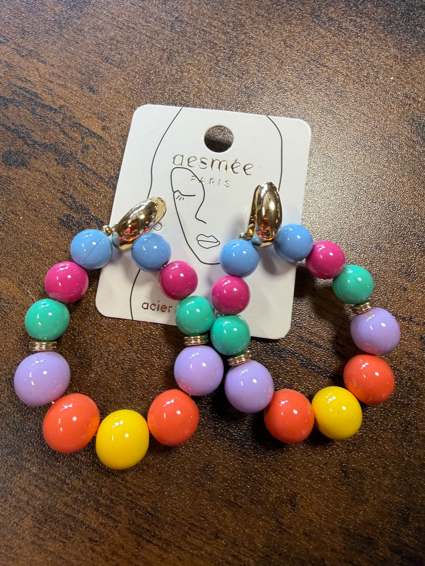 Boucles d’oreilles perles multicolores