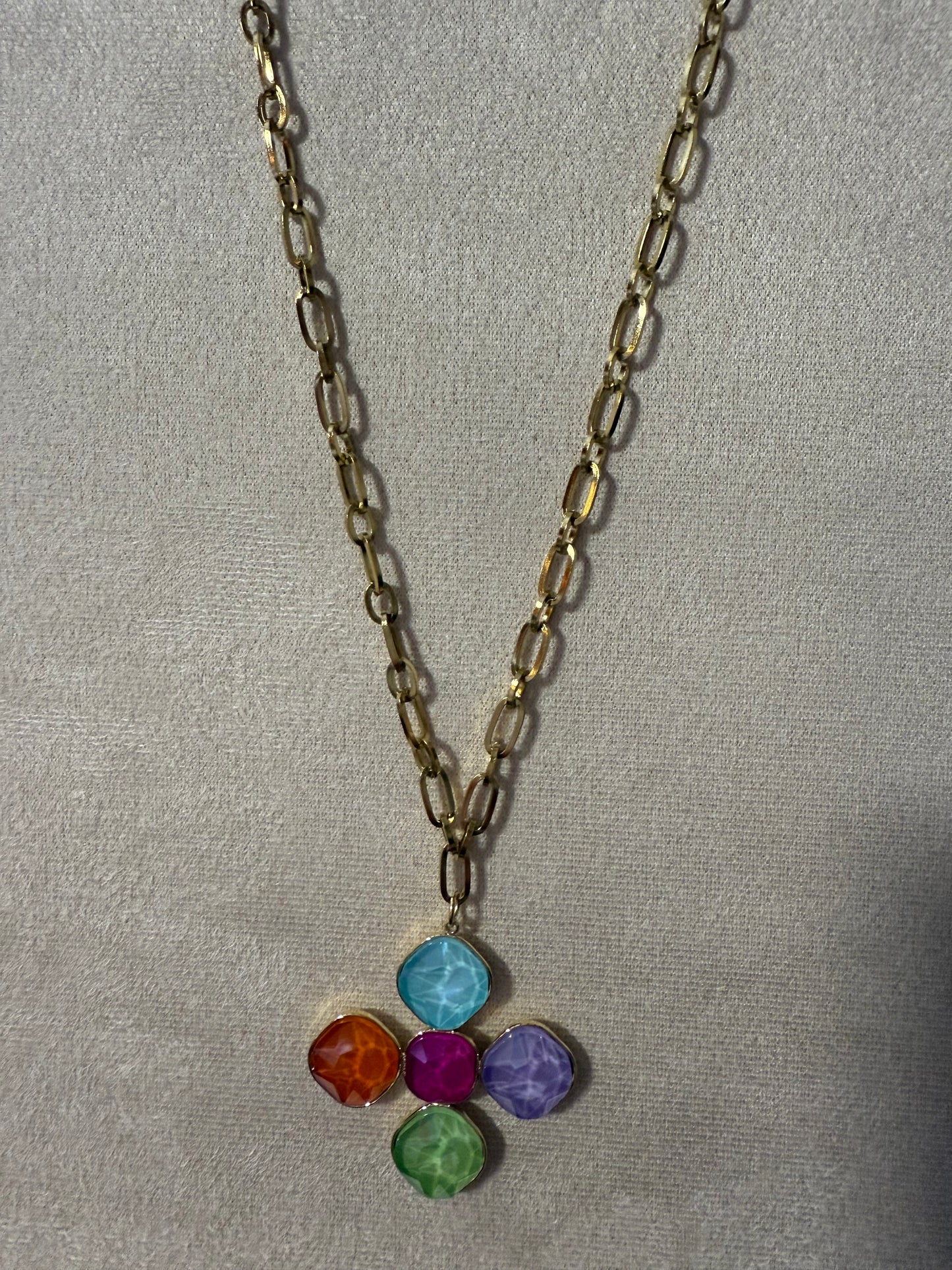 Collier fleur multicolore