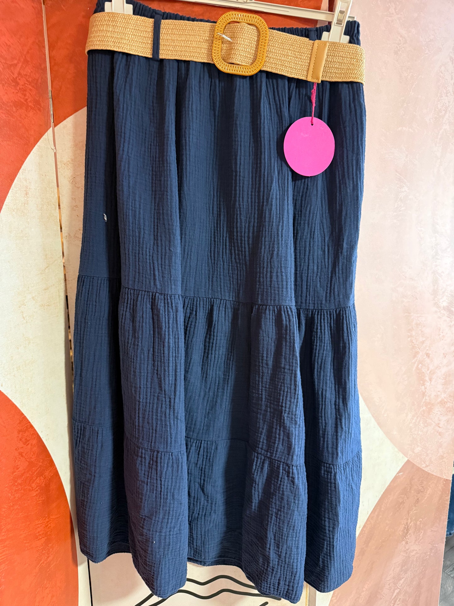 Jupe gaze de coton ceinture