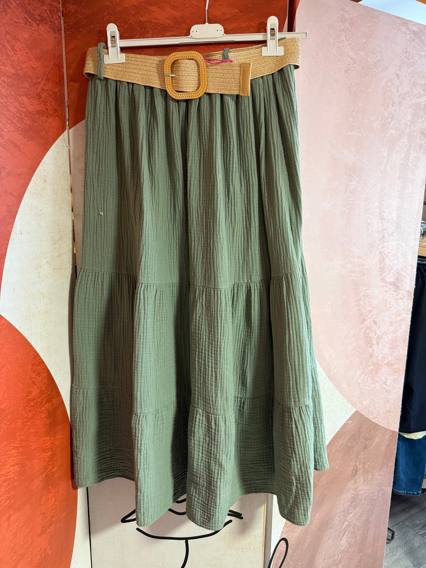 Jupe gaze de coton ceinture