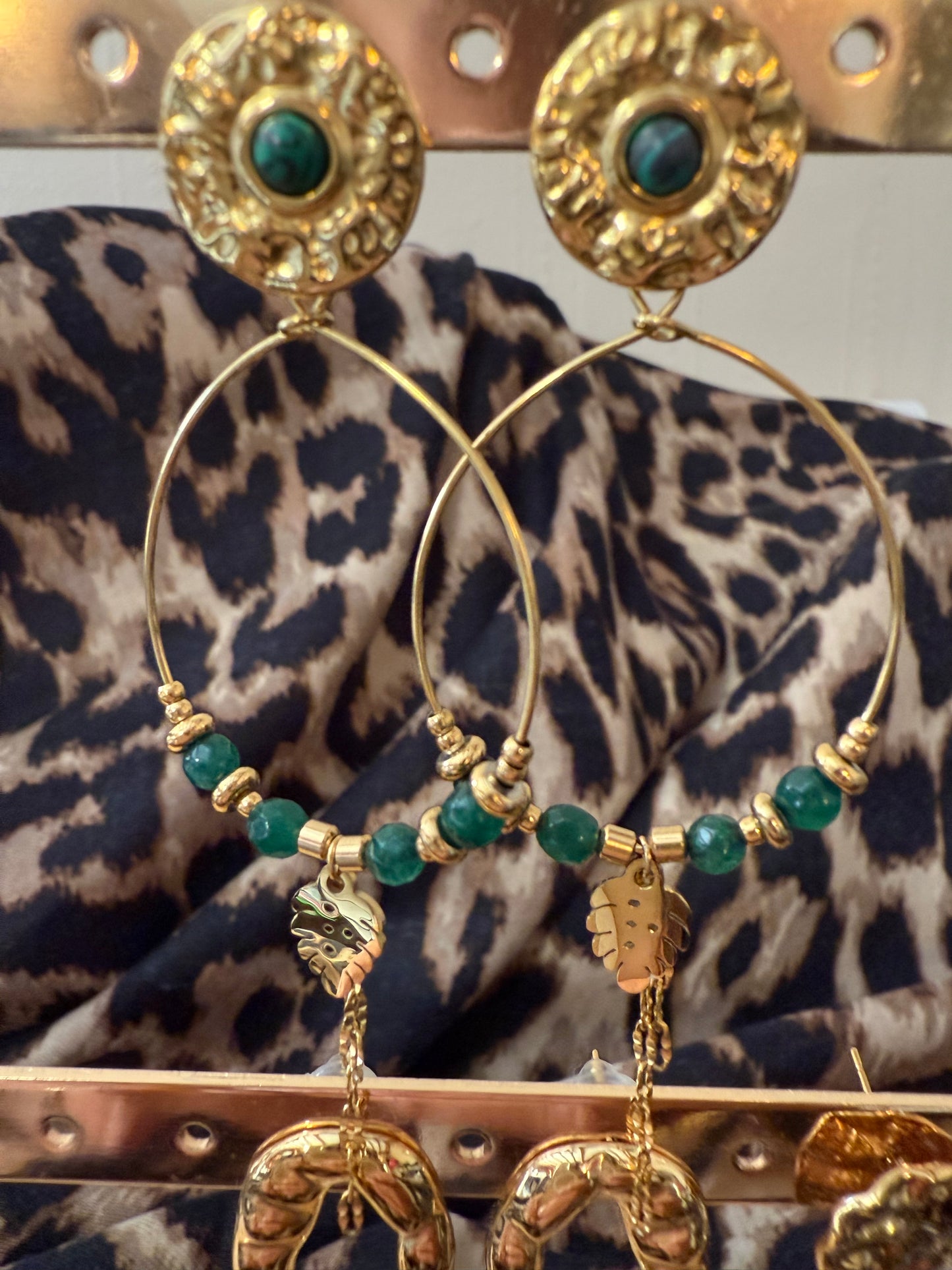 Boucles d'oreilles breloques vertes