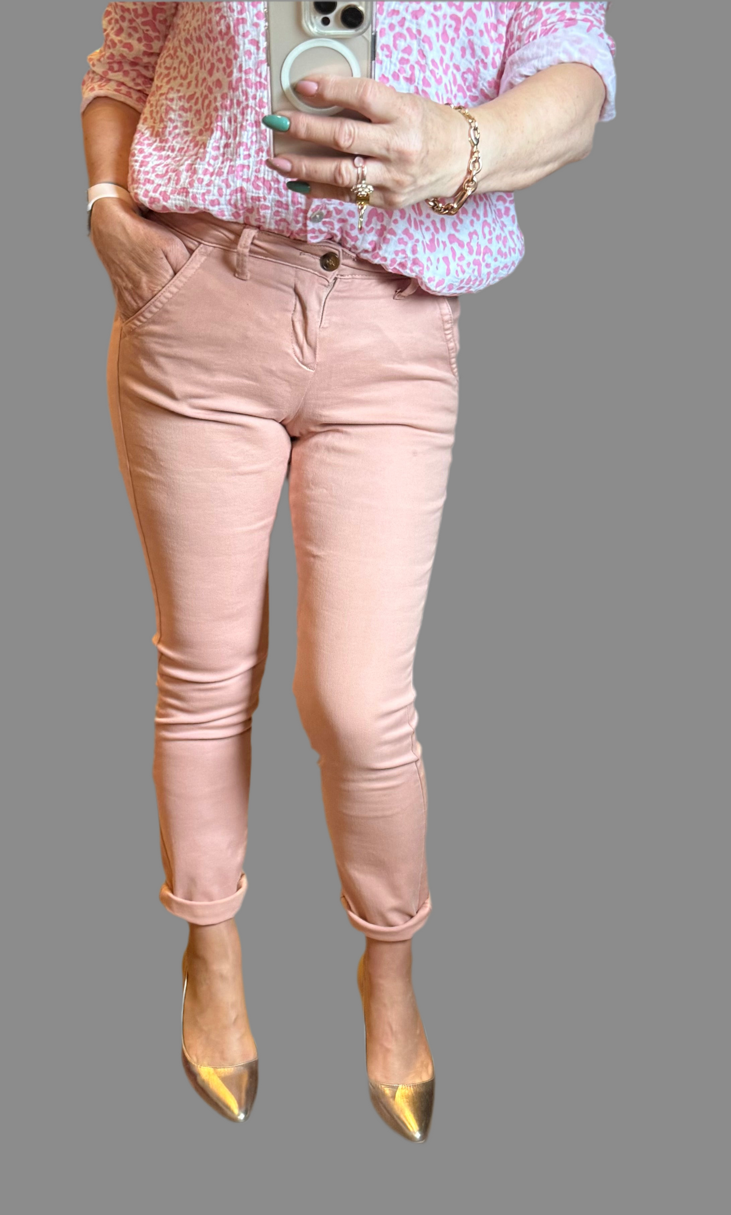 Pantalon Chino vieux rose