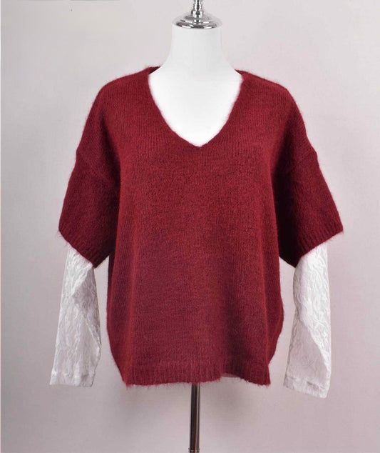 Pull manches dentelle