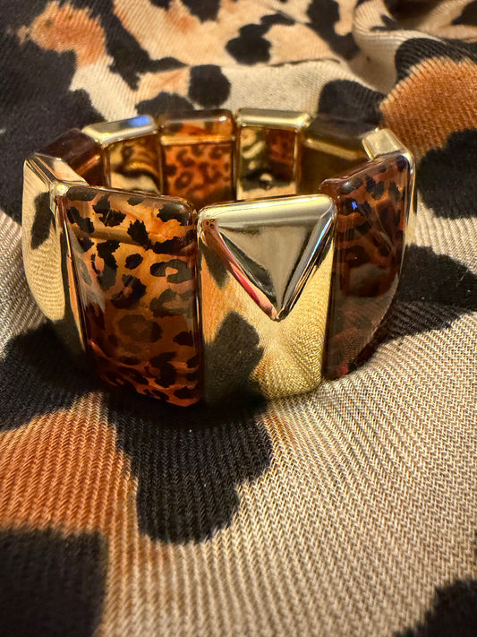 Bracelet léopard et doré