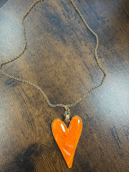 Collier cœur orange
