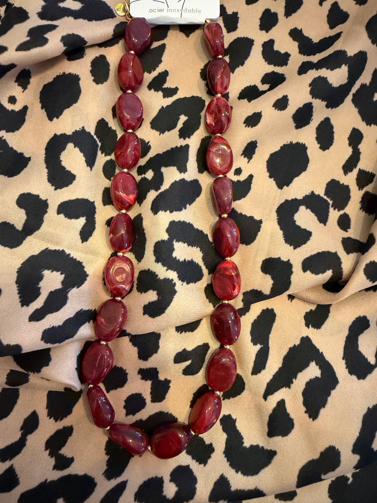 Collier perles bordeaux
