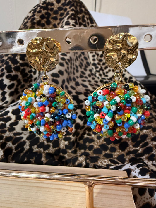 Boucles d’oreilles boule multicolore