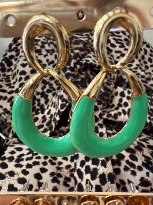 Boucle d’oreilles vert et doré