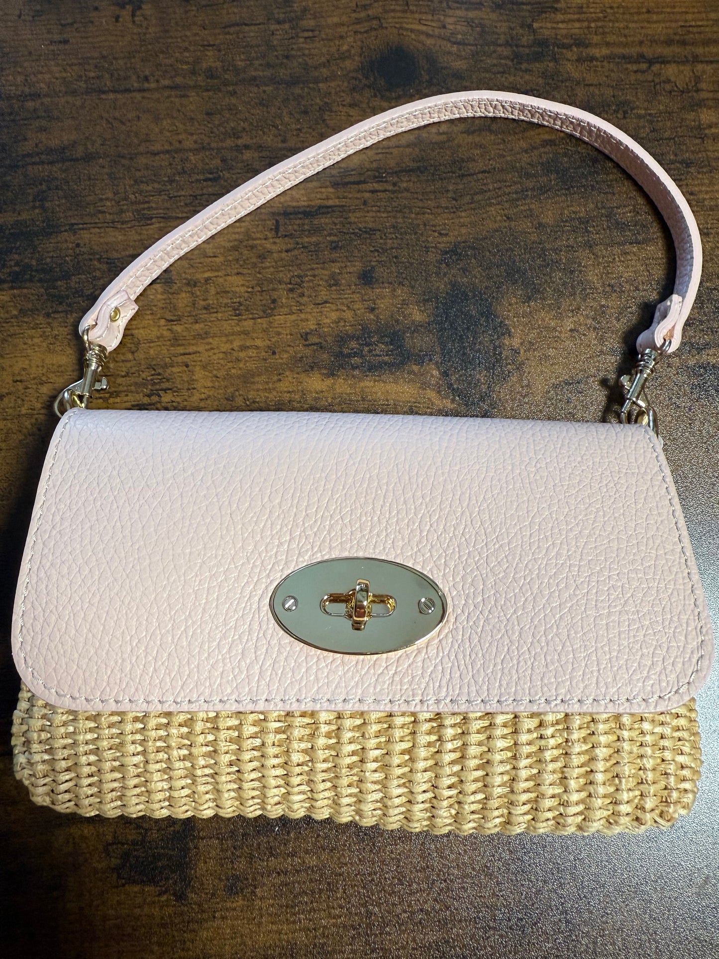 Pochette cuir et osier