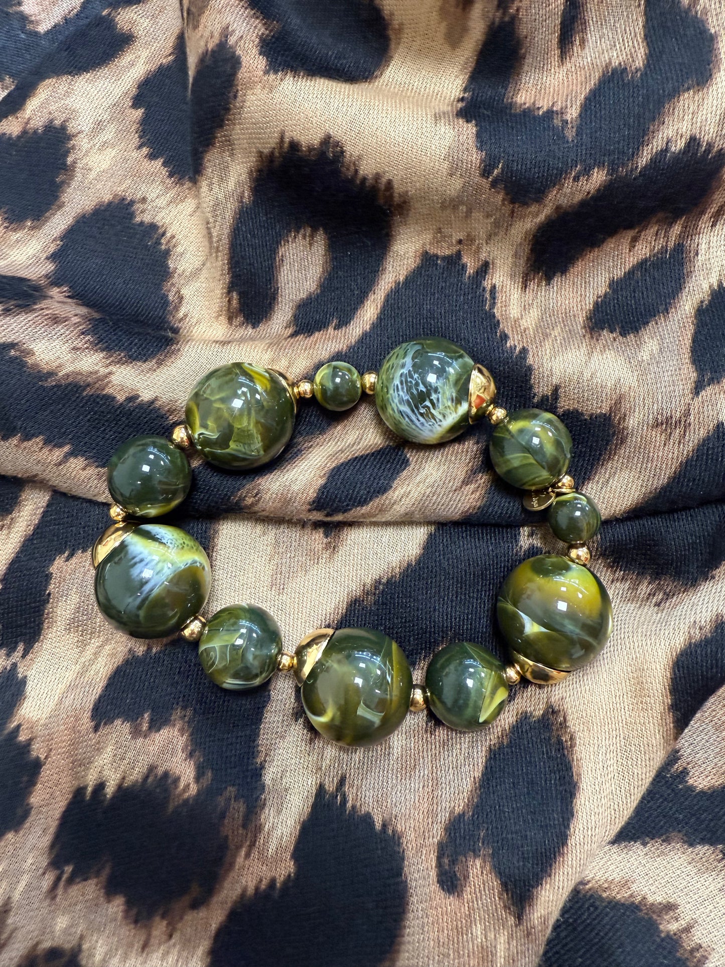 Bracelet grosses perles vertes