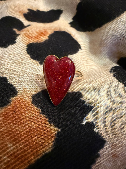 Bague cœur rouge