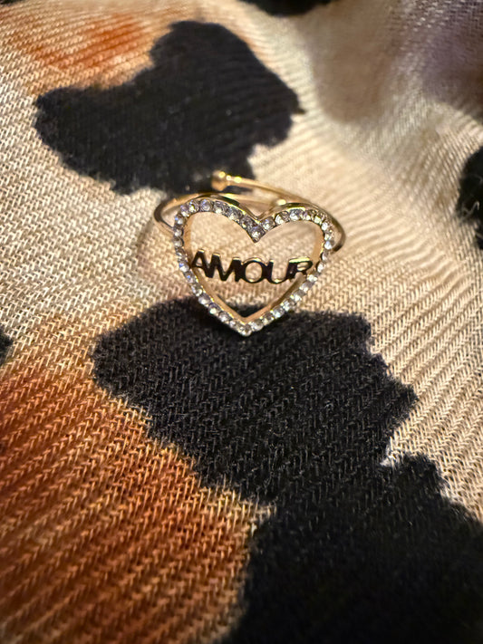 Bague cœur strass