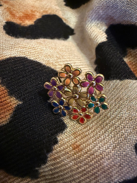 Bague fleur multicolore