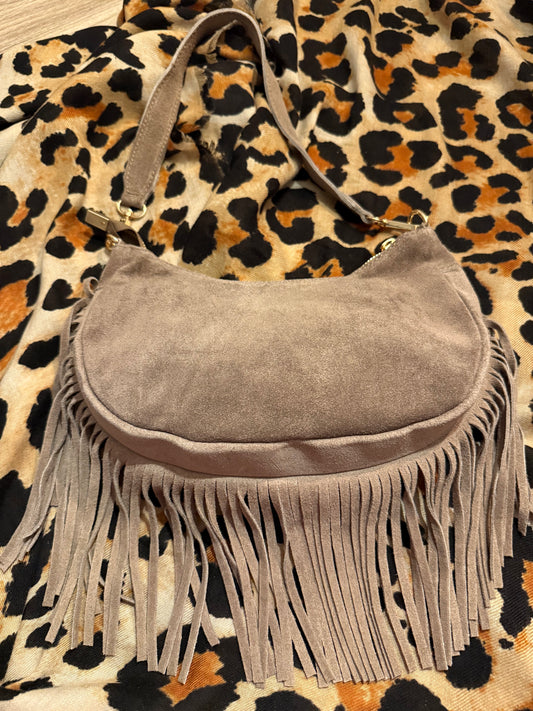 Sac taupe franges