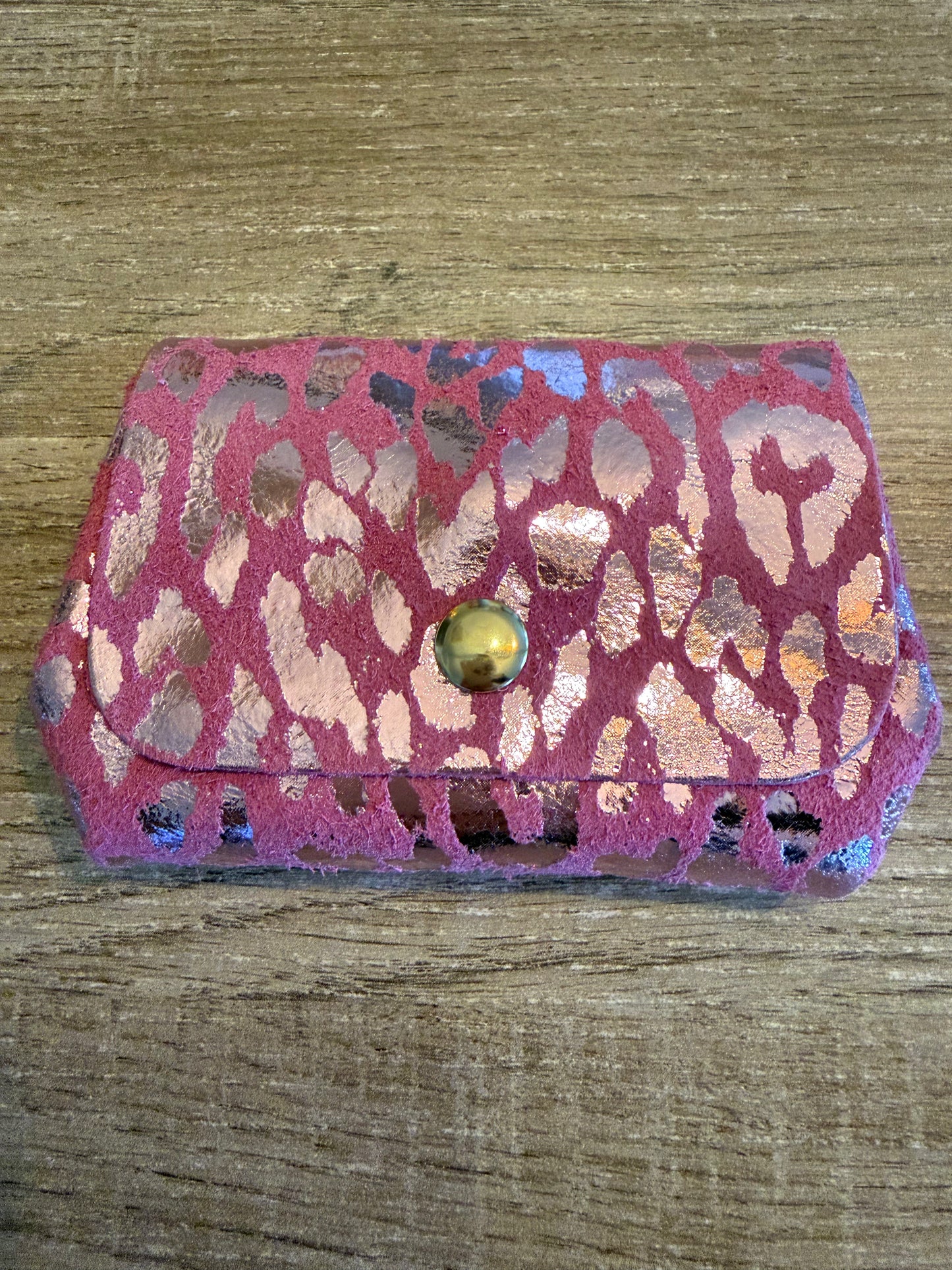 Porte monnaie léopard or