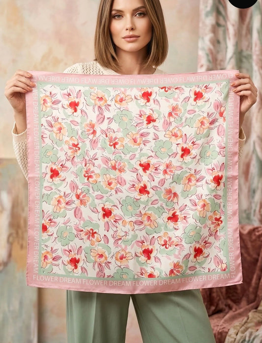 carré de soie fleuri