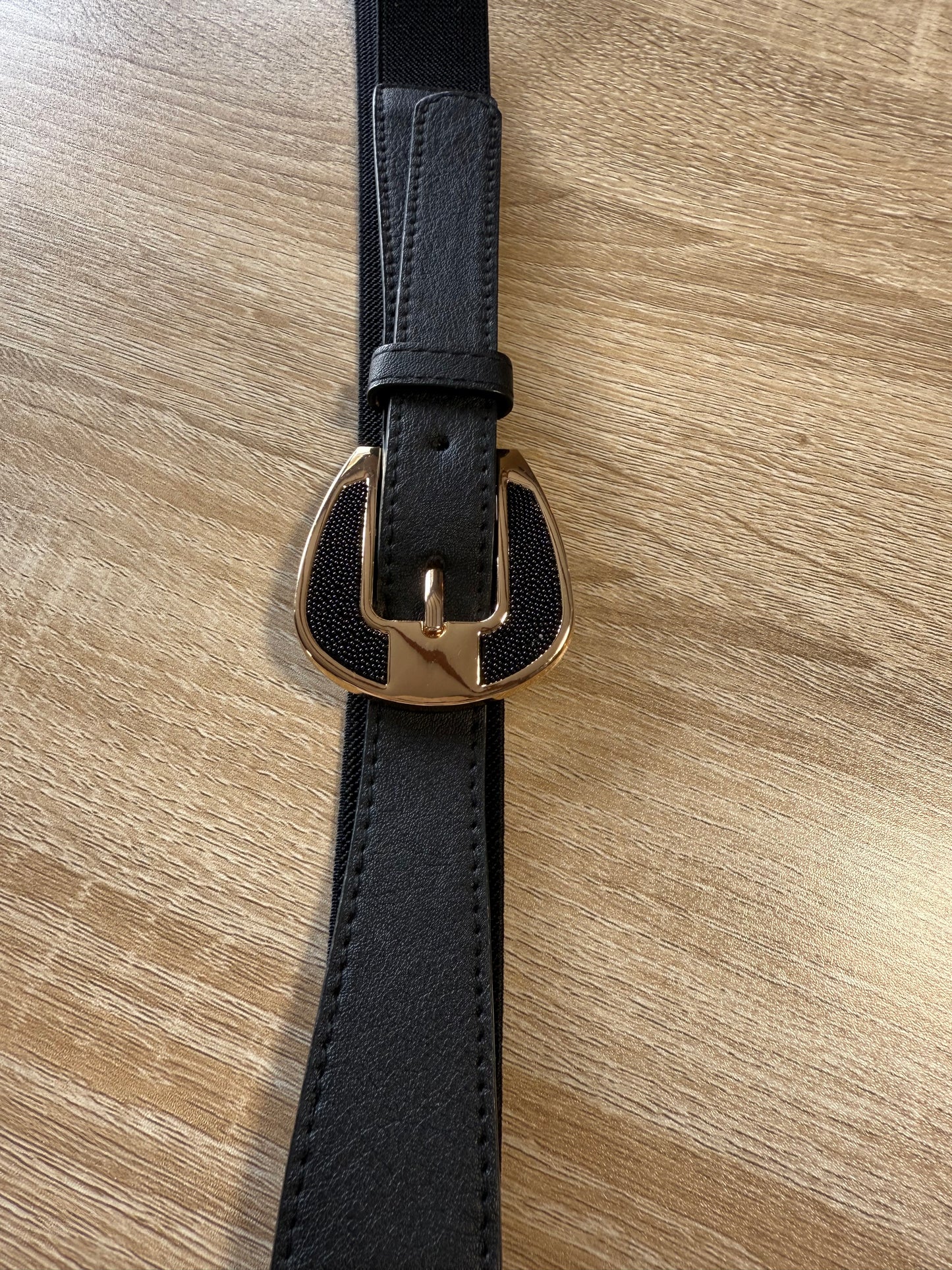 ceinture élastique noire et dorée