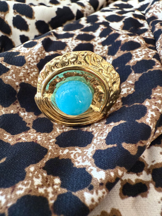 Bague ronde bleue
