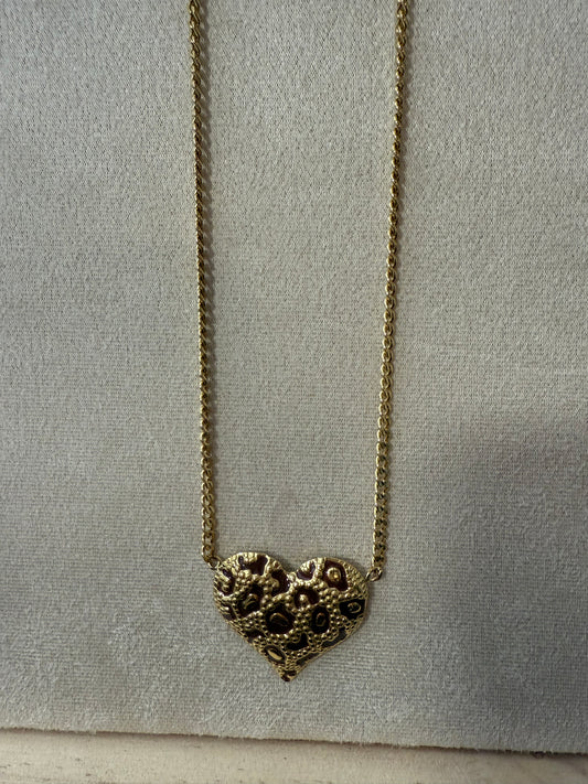 Collier coeur léopard