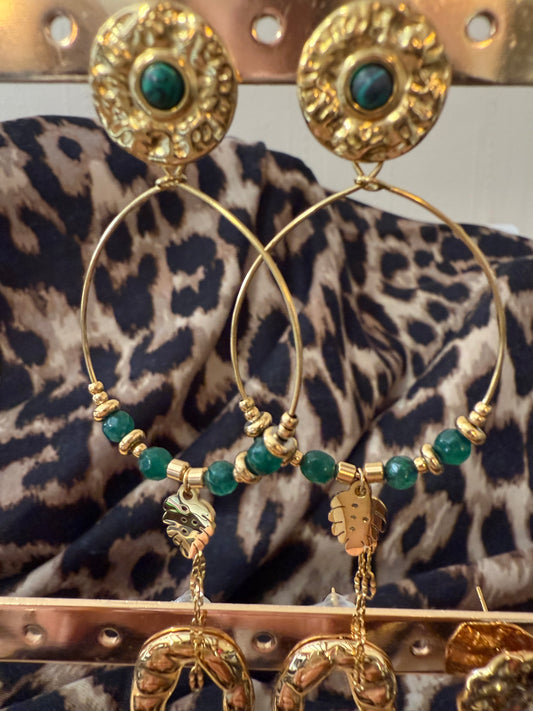 Boucles d'oreilles breloques vertes